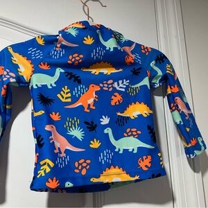 Never Worn Cat & Jack 2T Swim Top Rash Guard Dinosaur Pattern Theme
